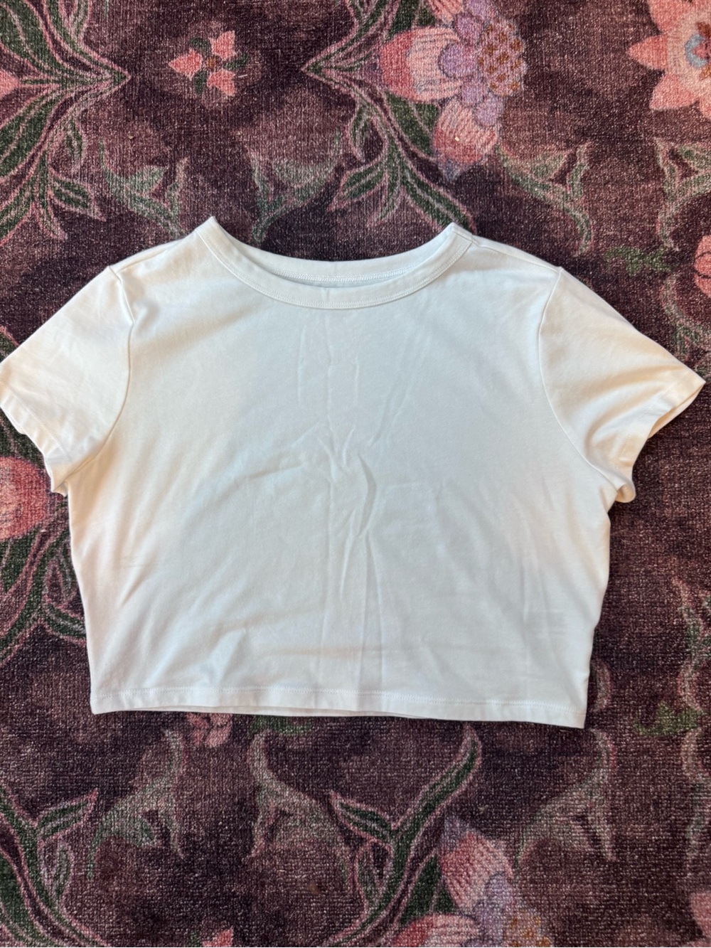 wild fable Women’s White Cropped Crew Neck short-sleeve Tee - Large